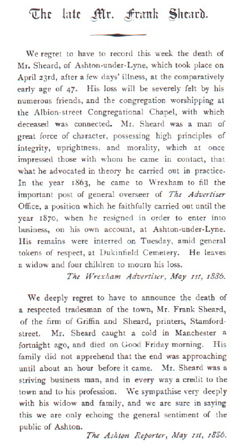 Frank Sheard Obituary